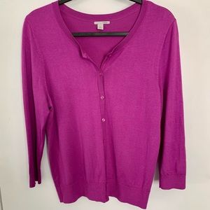 Halogen Bright Purple Spring Cardigan - 3/4 Sleeve